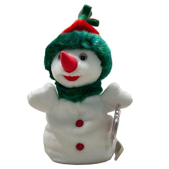 SNOWGIRL 2000 Ty Beanie Babies RETIRED Snowman Plush Toy - White and Green - Picture 2 of 5